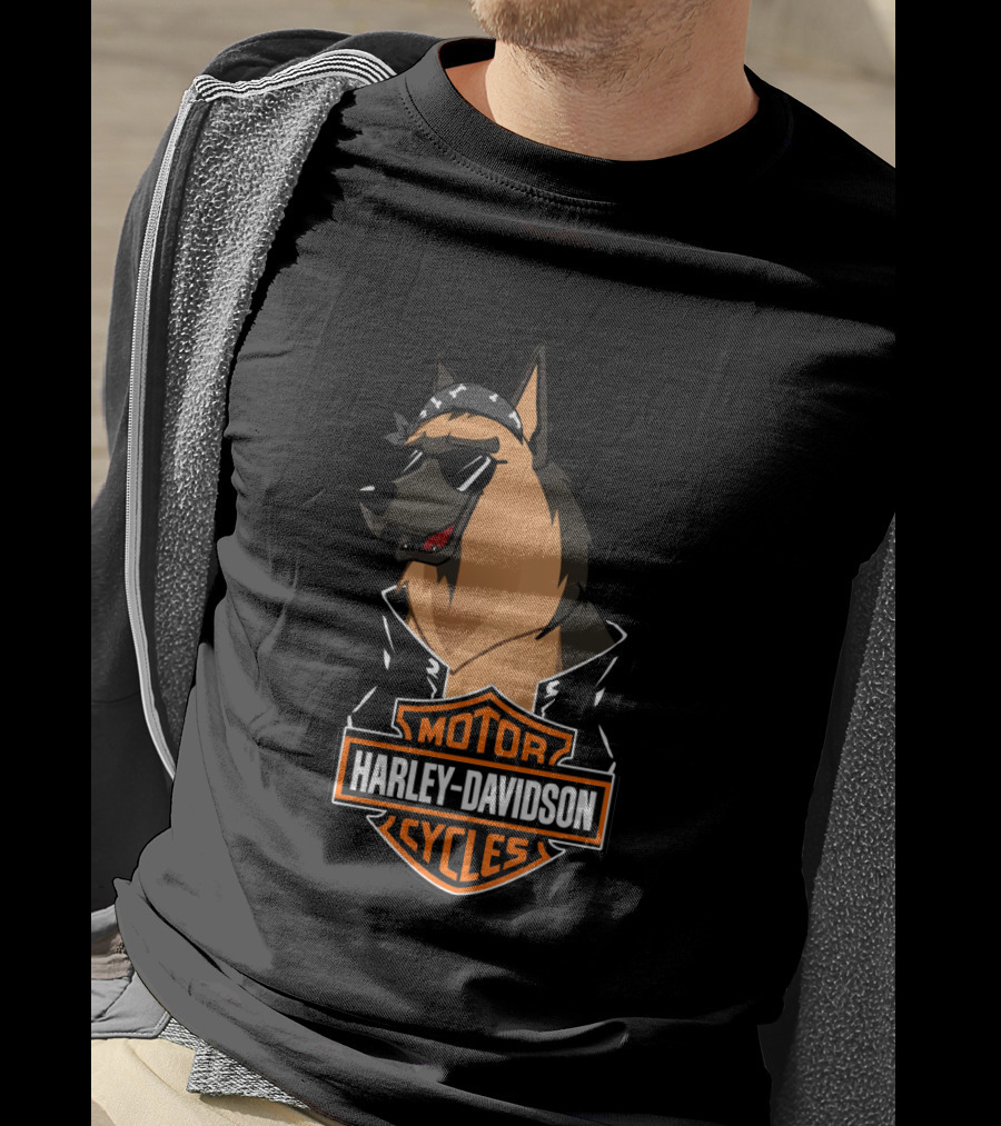 Belgian Shepherd Harley Davidson Cycles Biker T-Shirt