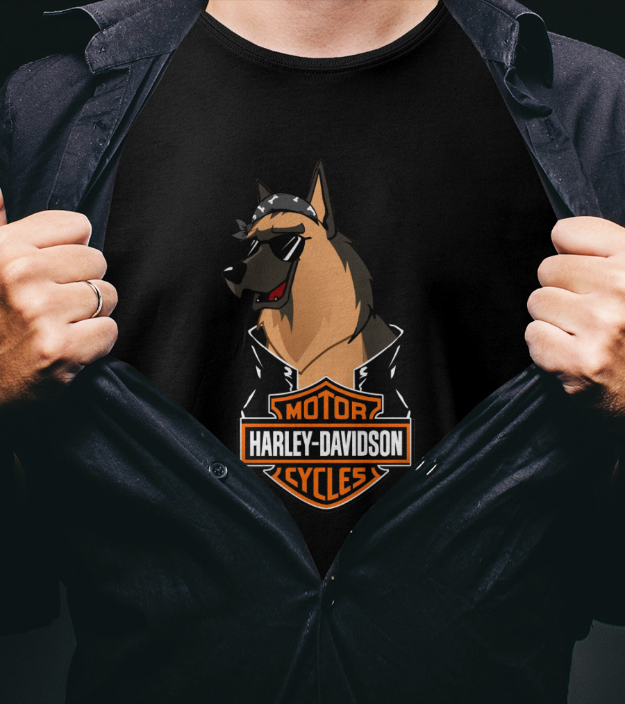 Belgian Shepherd Harley Davidson Cycles Biker T-Shirt