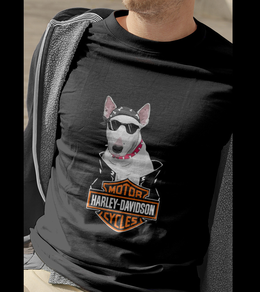 Bull Terrier Harley Davidson Motorcycles Biker T-Shirt