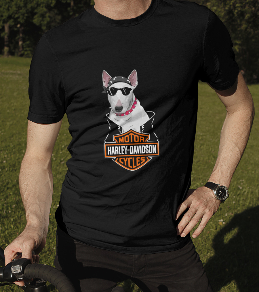 Bull Terrier Harley Davidson Motorcycles Biker T-Shirt