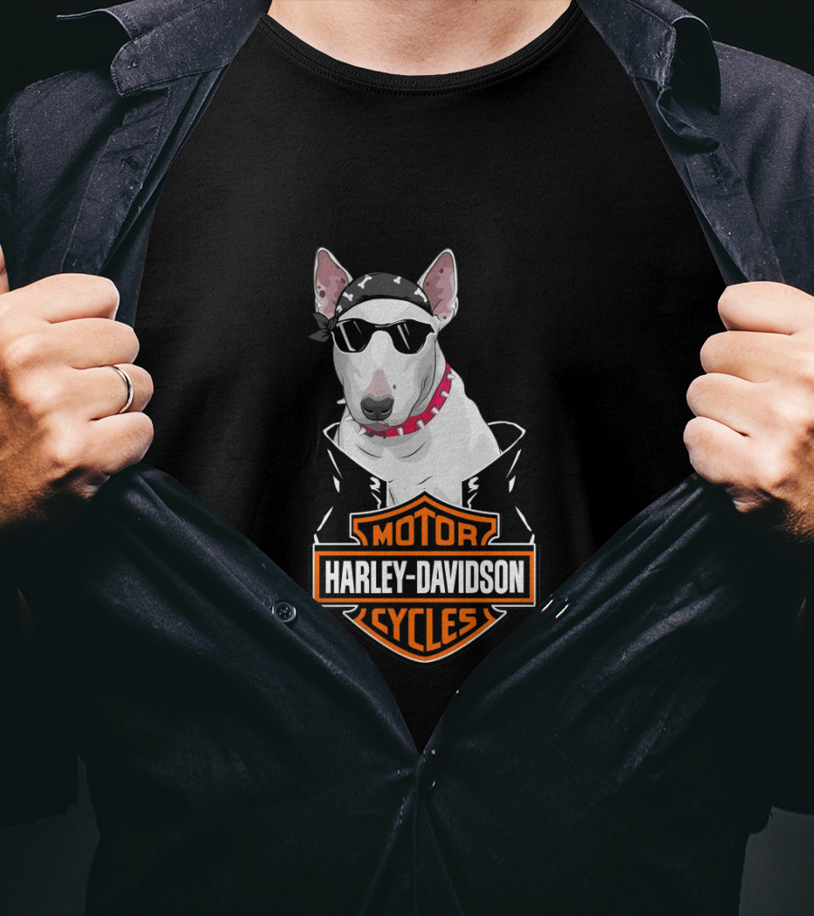 Bull Terrier Harley Davidson Motorcycles Biker T-Shirt