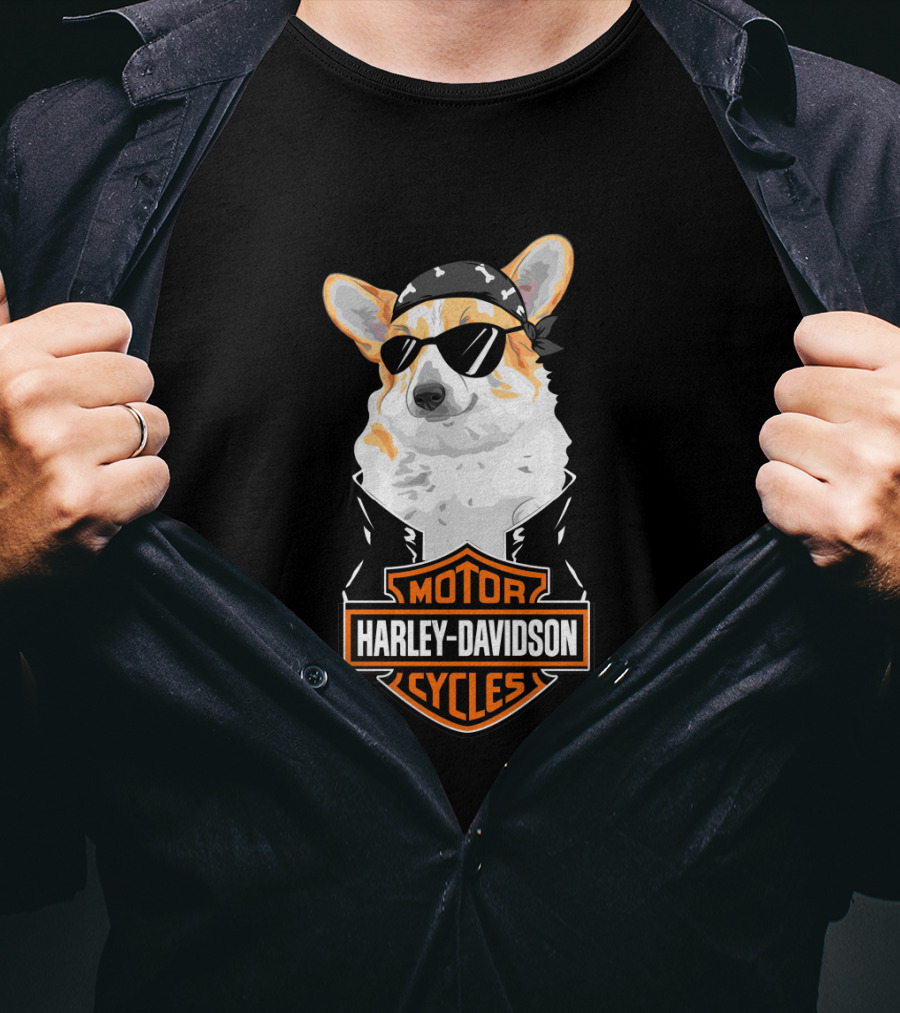 Harley Davidson Motor Cycles Corgi Biker T-Shirt