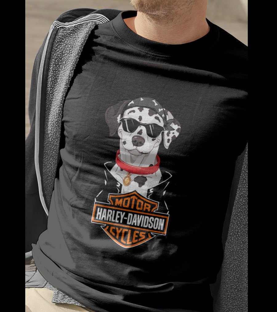 Dalmatian Biker Harley Davidson Motor Cycles T-Shirt