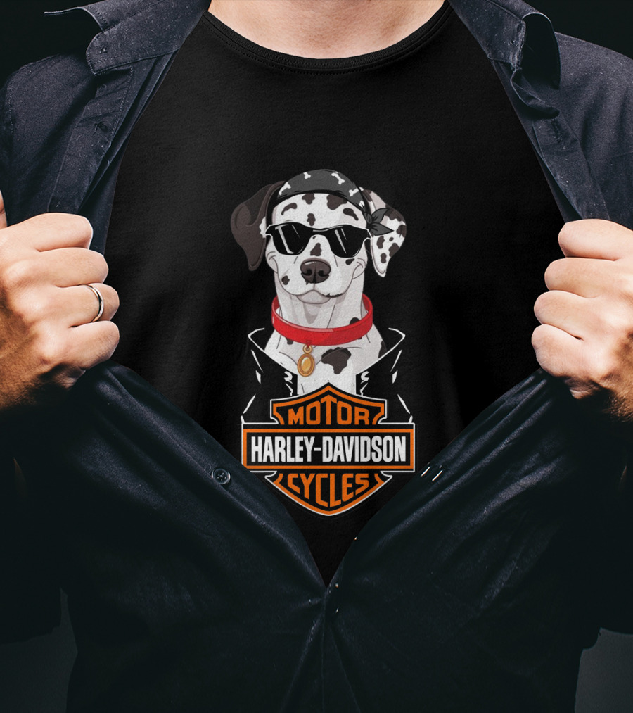 Dalmatian Biker Harley Davidson Motor Cycles T-Shirt