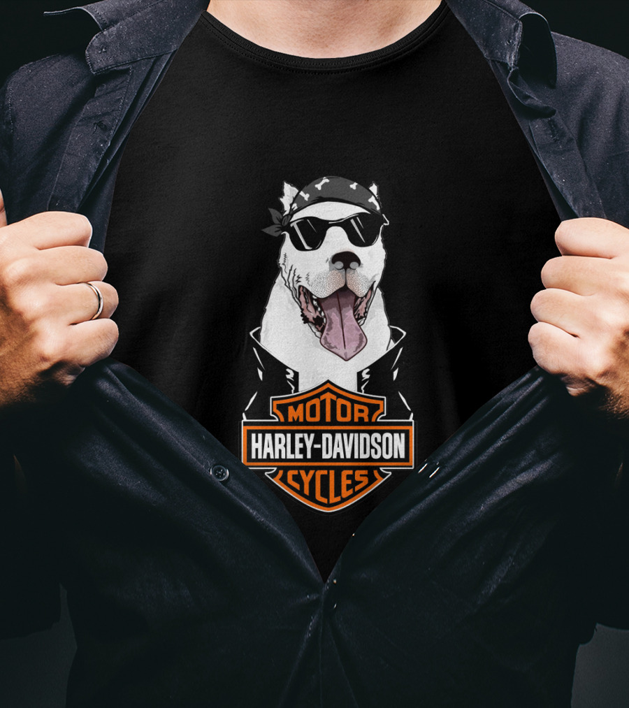 Dogo Argentino Biker Harley Davidson Motor Cycles T-Shirt