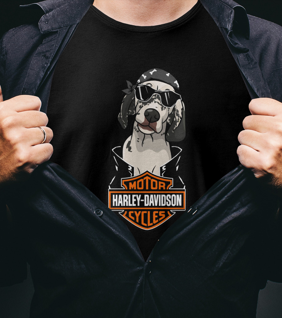English Setter Harley Davidson Biker Dog T-Shirt