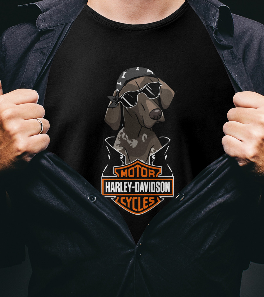 German Shorthaired Pointer Harley Davidson Cycles Biker Dog T-Shirt