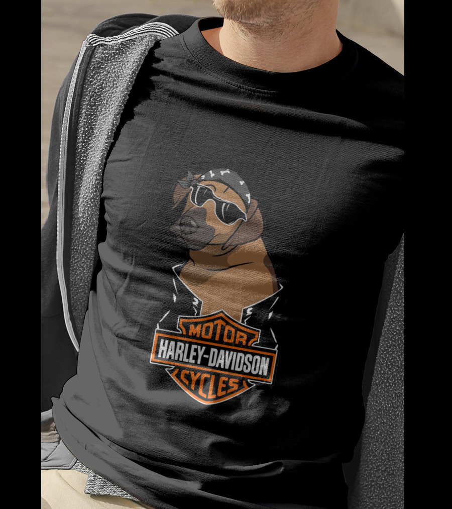 Harley Davidson Motor Cycles Rhodesian Ridgeback Biker T-Shirt
