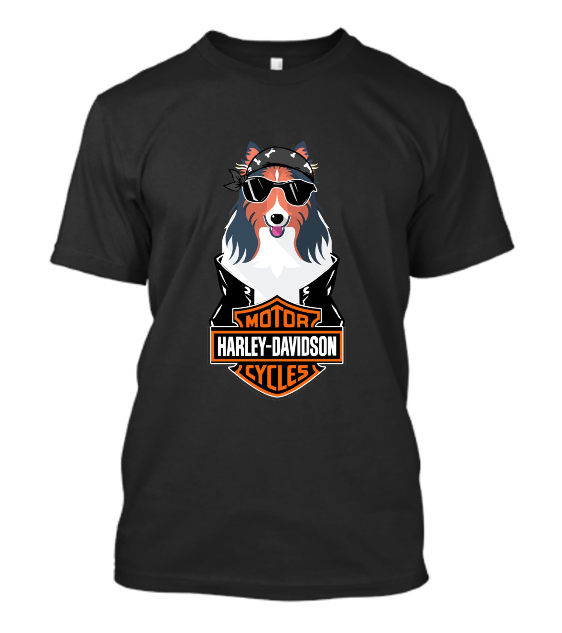 Rough Collie Biker Harley Davidson Motor Cycles T-Shirt