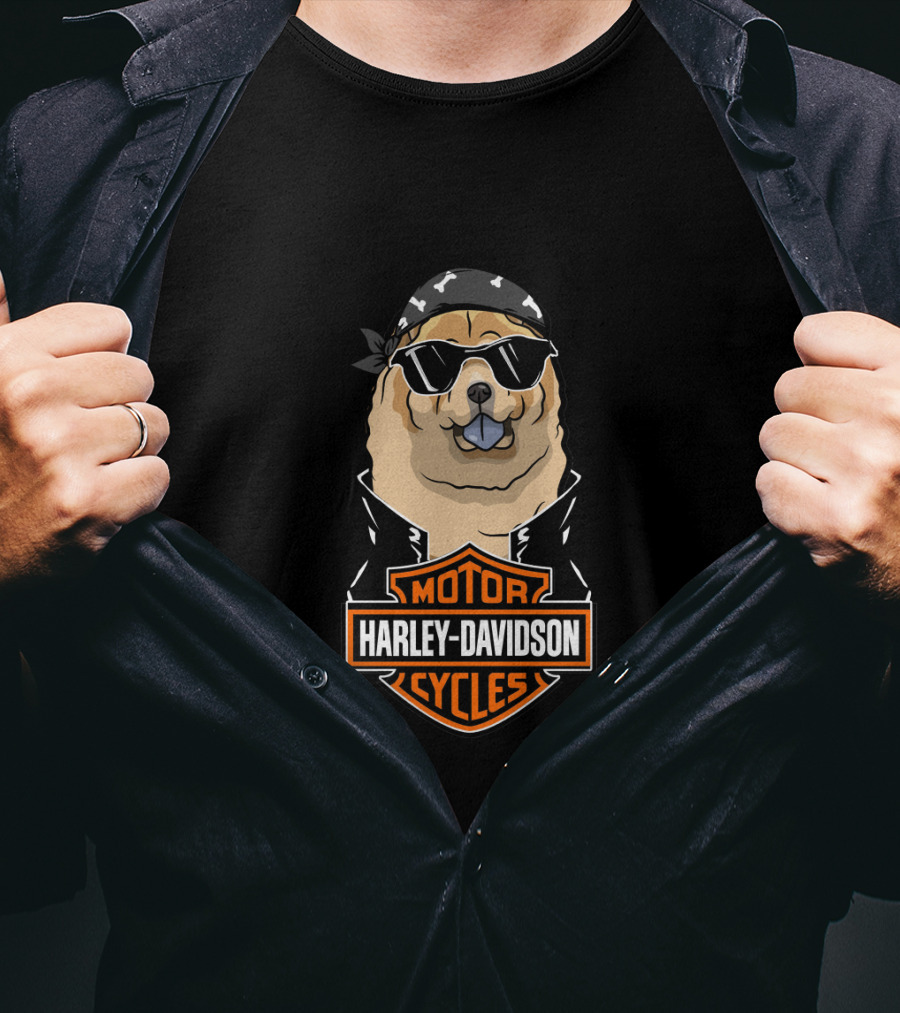 Harley Davidson Chow Chow Black Tongue Biker T-Shirt