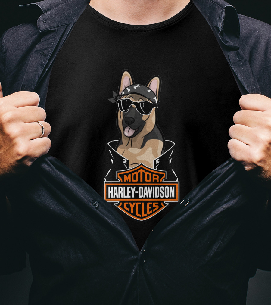 Harley Davidson German Shepherds Biker T-Shirt
