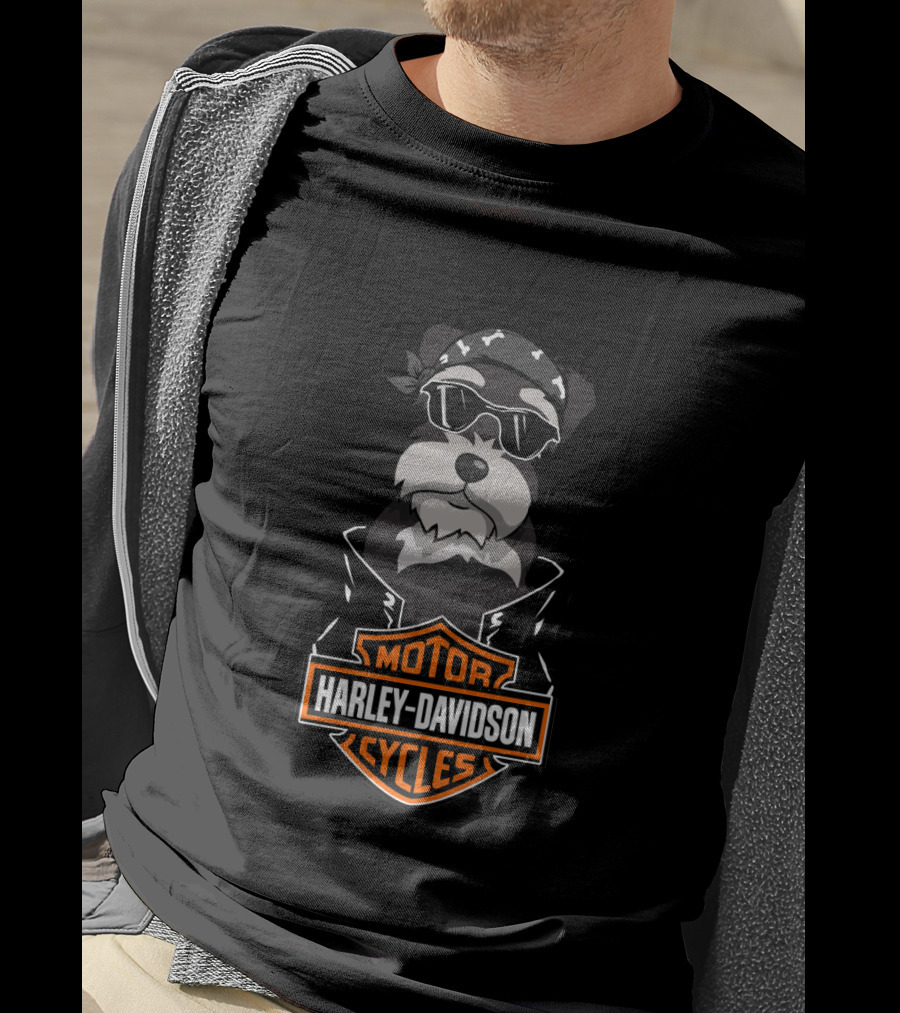 Harley Davidson Schnauzer Biker Cycles T-Shirt
