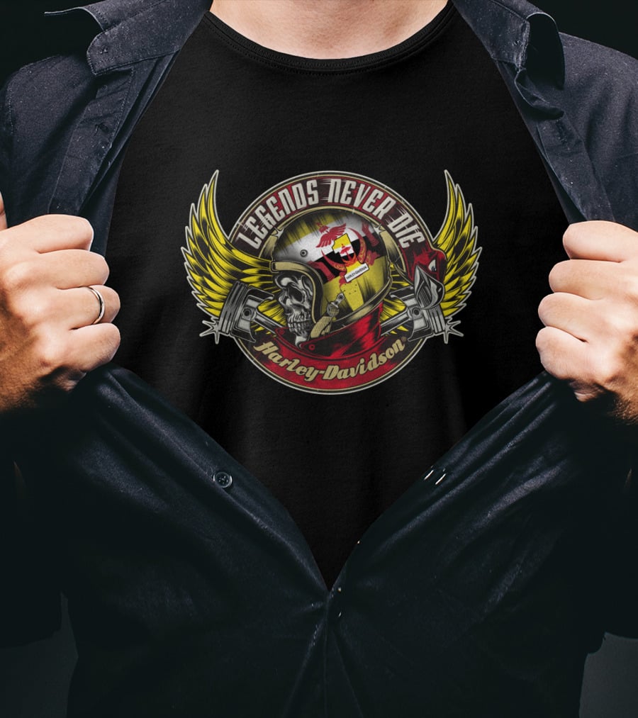 Legends Never Die Brunei Flag Skull Harley Davidson T-Shirt