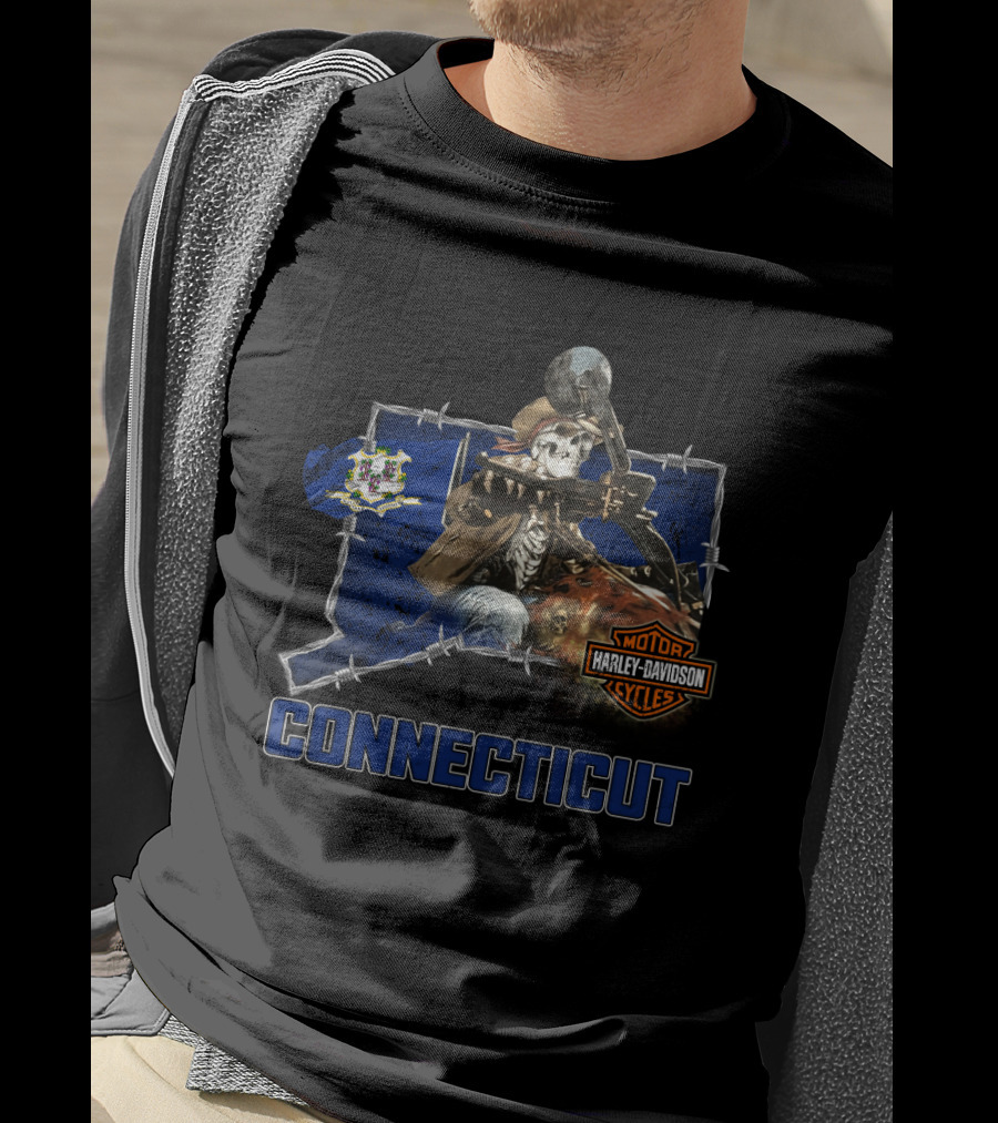 Connecticut Harley Davidson Motorcycles Skeleton Rider T-Shirt