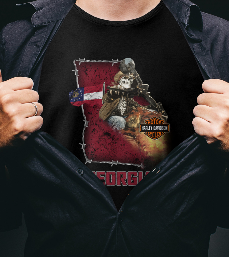 Georgia Harley Davidson Cycles Skeleton Rider T-Shirt