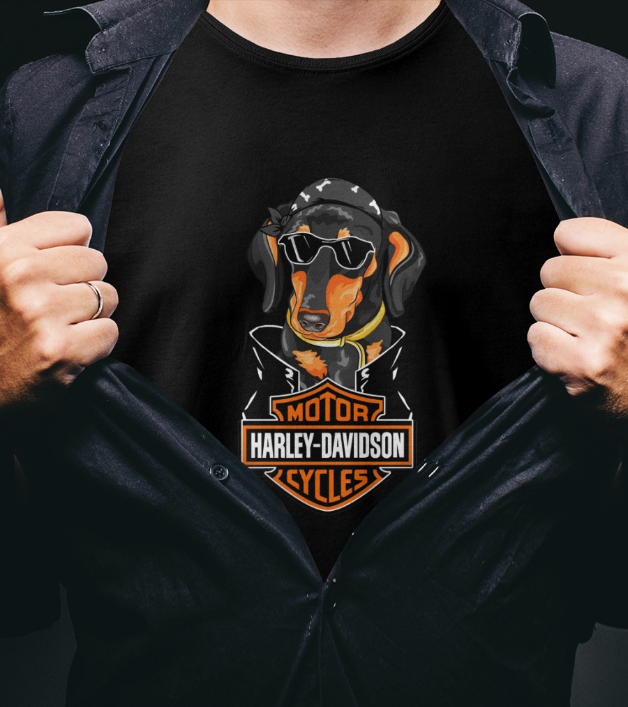 Dachshund Biker Harley Davidson Motor Cycles T-Shirt