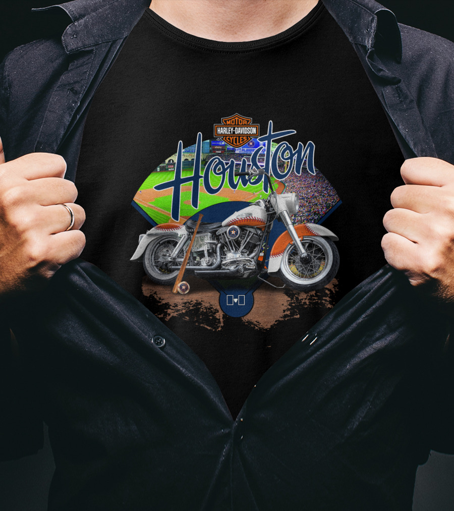 Houston Astros Harley Davidson Motorcycle Baseball Experience T-Shirt