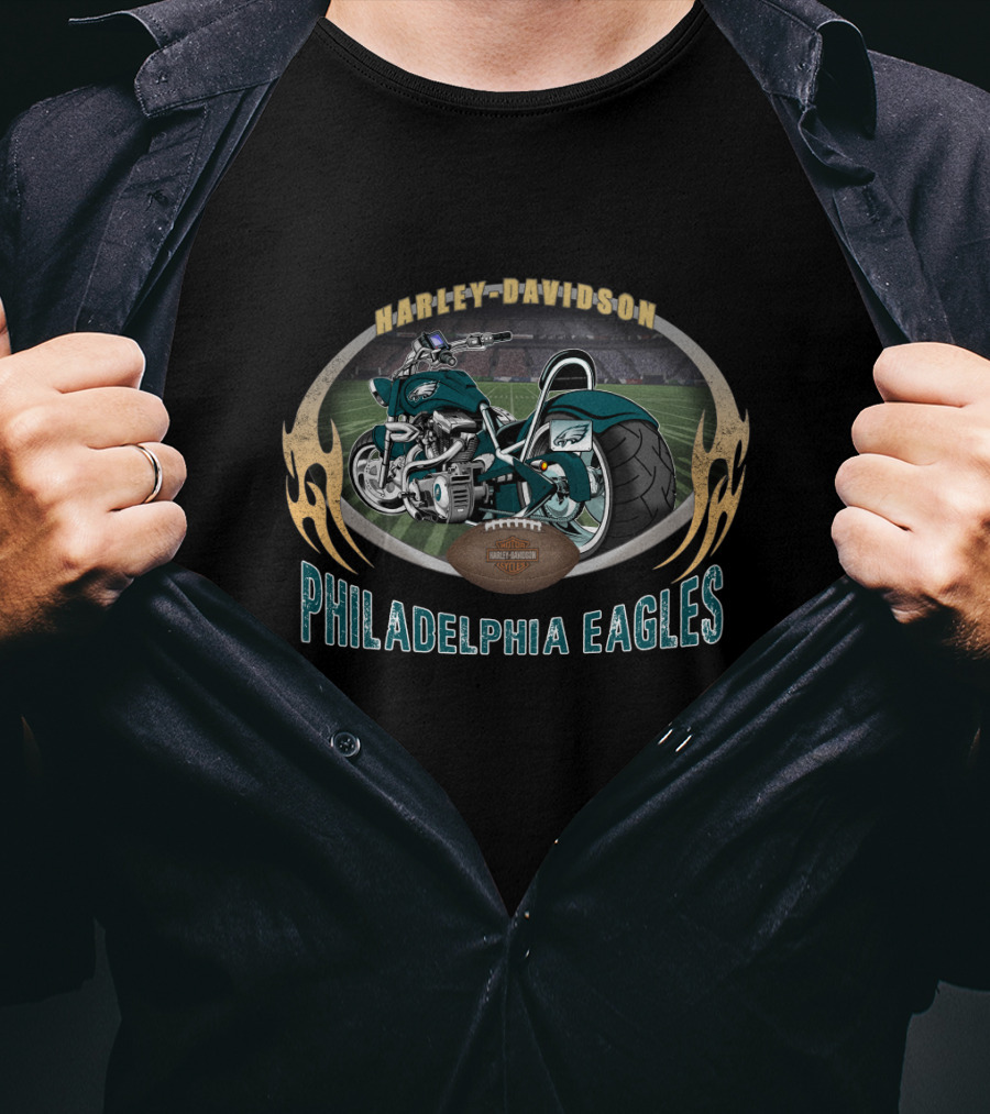 Harley Davidson Philadelphia Eagles Motorcycle Football Stadium 16Hd T-Shirt