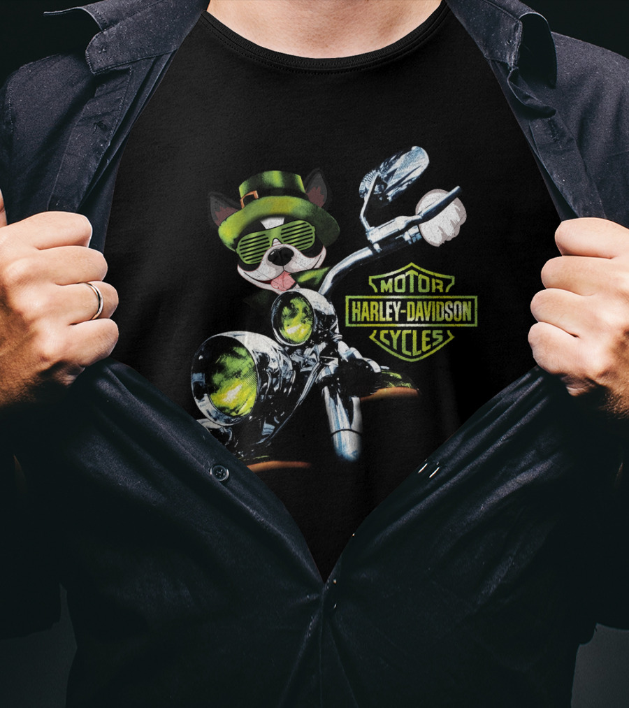 Boston Terrier Harley Davidson Motorcycles 18Hd T-Shirt