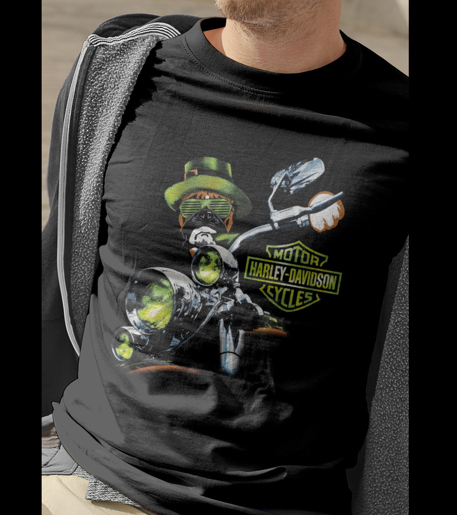 Boxer 18Hd Harley Davidson Motorcycles St. Patrick's Day Dog Rider T-Shirt