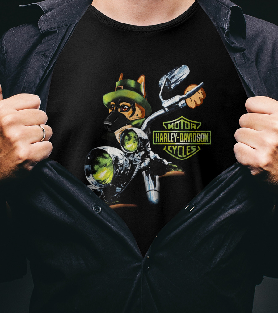 Harley Davidson Motor Cycles German Shepherd 18Hd T-Shirt