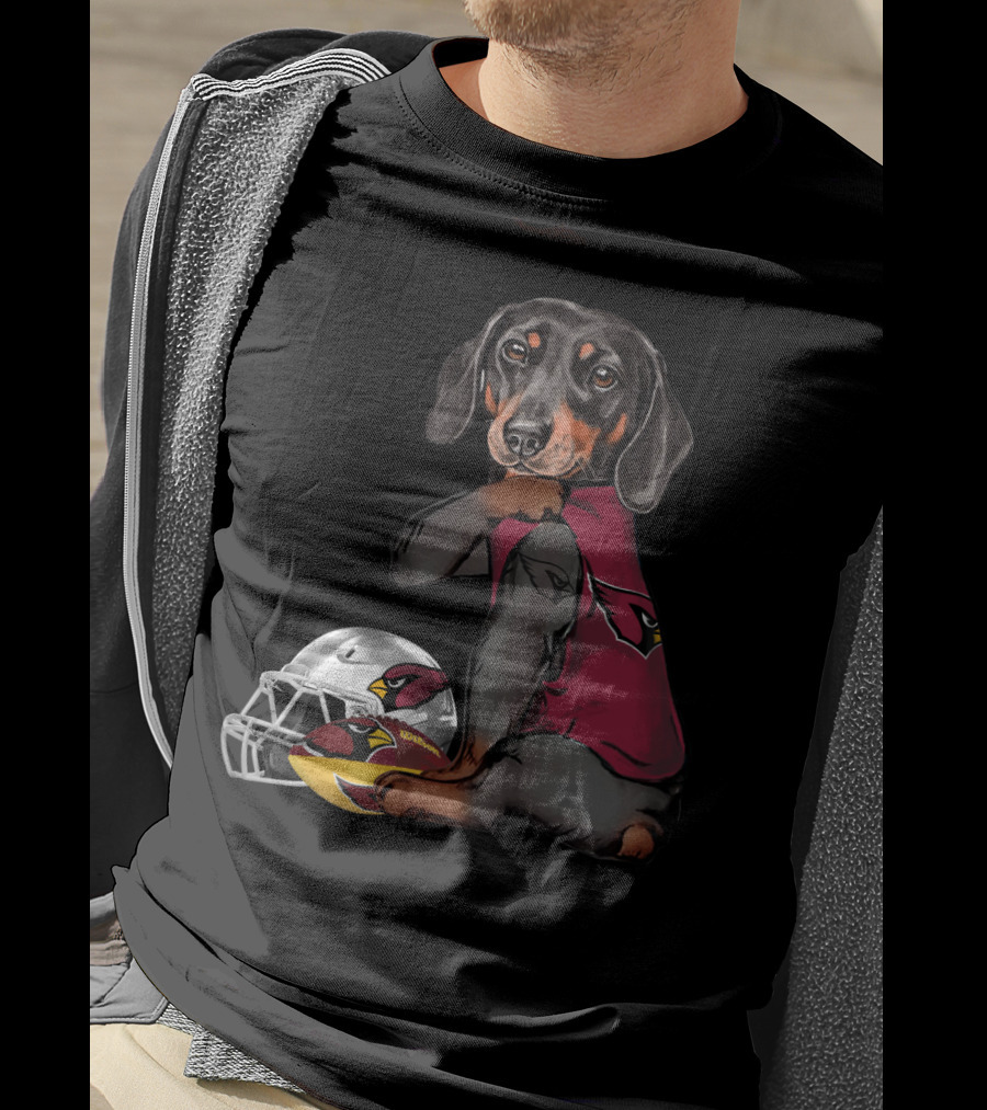 Arizona Cardinals Football Dachshund With Helmet And Ball T-Shirt