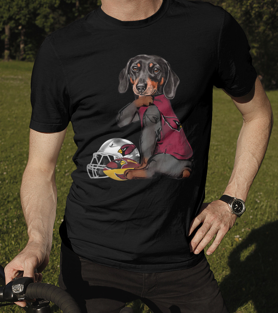 Arizona Cardinals Football Dachshund With Helmet And Ball T-Shirt