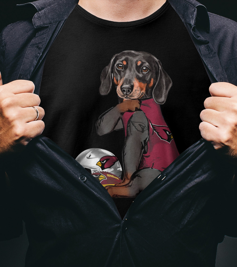 Arizona Cardinals Football Dachshund With Helmet And Ball T-Shirt