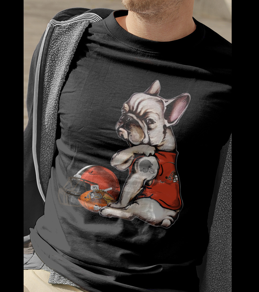 Cleveland Browns Pug Football Helmet And Jersey T-Shirt