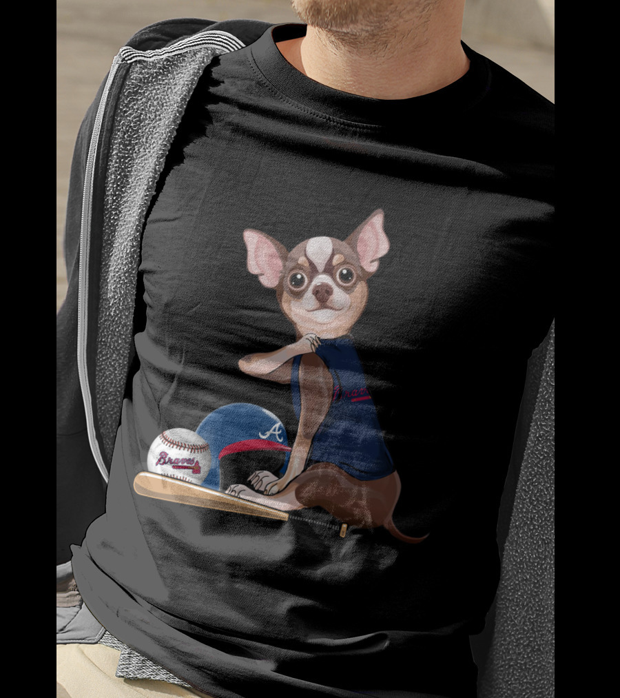 Atlanta Braves Chihuahua Baseball Team Spirit T-Shirt