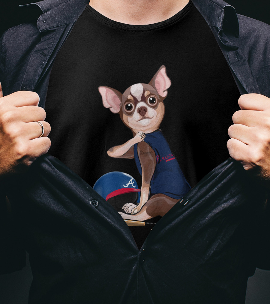 Atlanta Braves Chihuahua Baseball Team Spirit T-Shirt