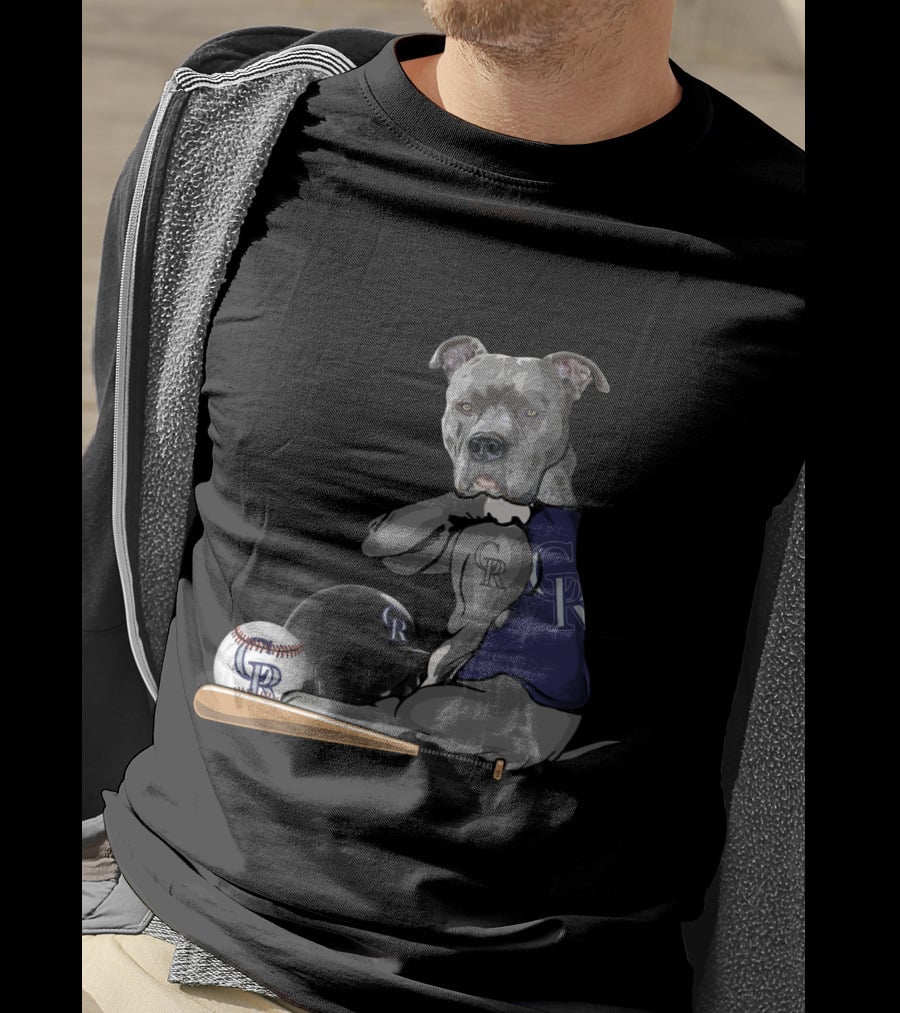 Colorado Rockies Pit Bull Baseball Bat And Helmet T-Shirt