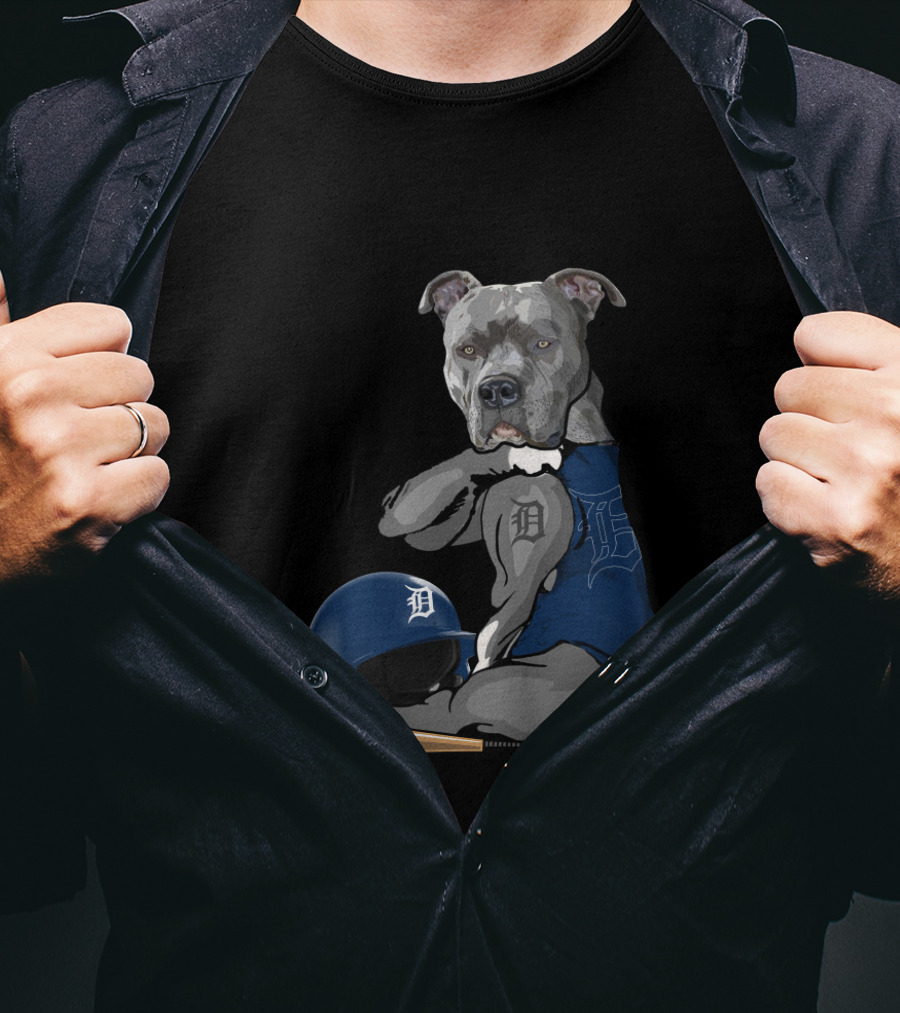 Detroit Tigers Pit Bull Baseball Team Spirit T-Shirt