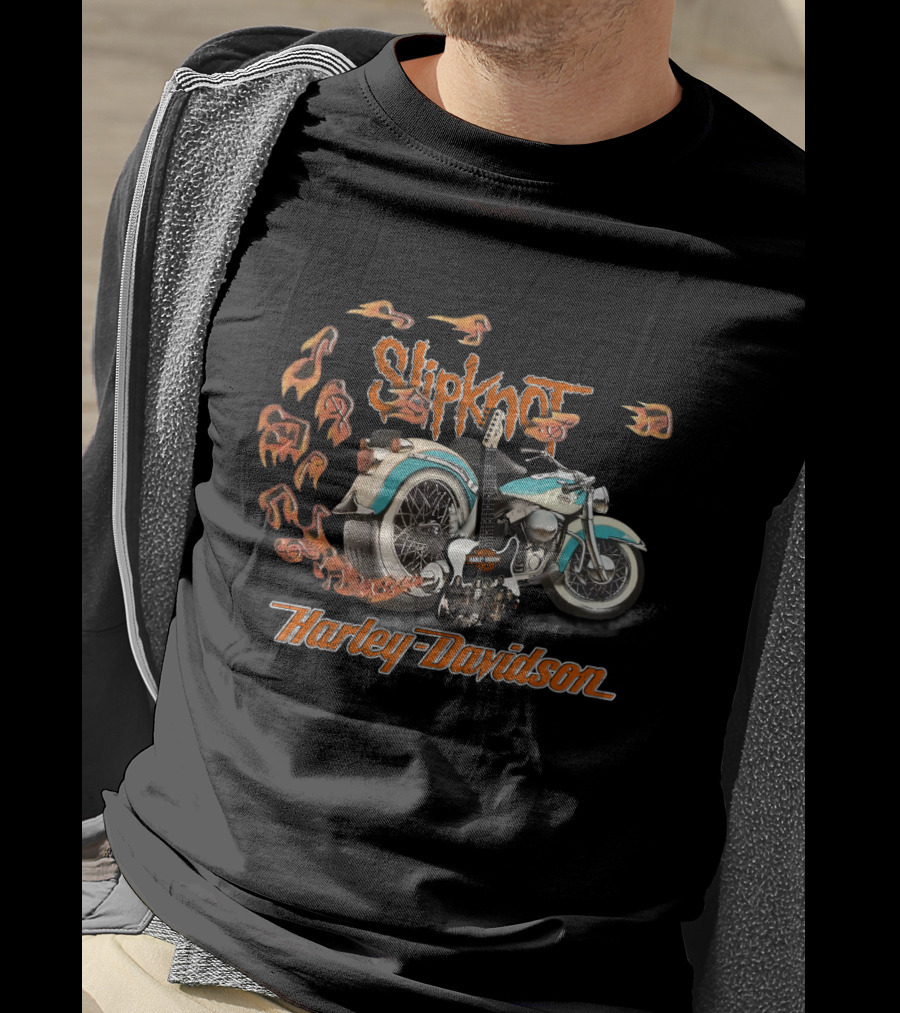 Slipknot Harley Davidson Motorcycle And Guitar T-Shirt