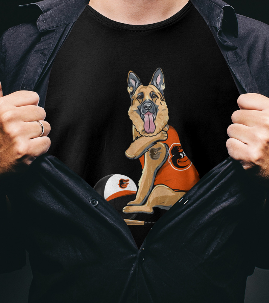 German Shepherds Baltimore Orioles Baseball Dog T-Shirt