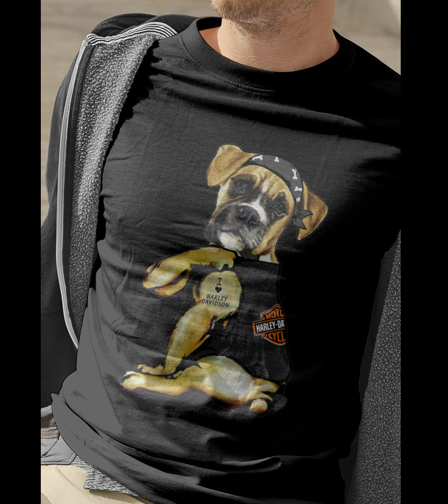 Harley Davidson Boxer Dog Motorcycle Lovers T-Shirt