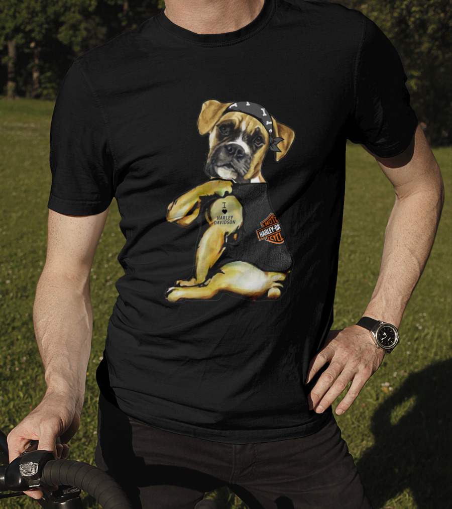 Harley Davidson Boxer Dog Motorcycle Lovers T-Shirt