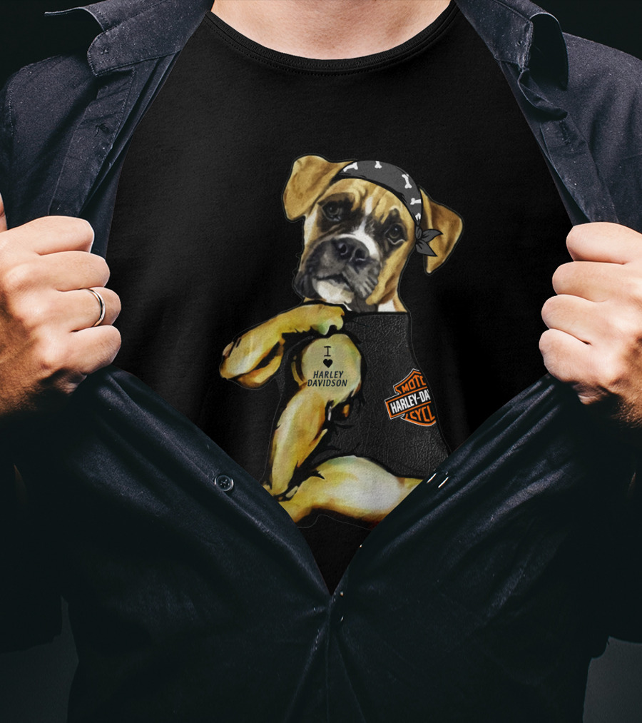 Harley Davidson Boxer Dog Motorcycle Lovers T-Shirt