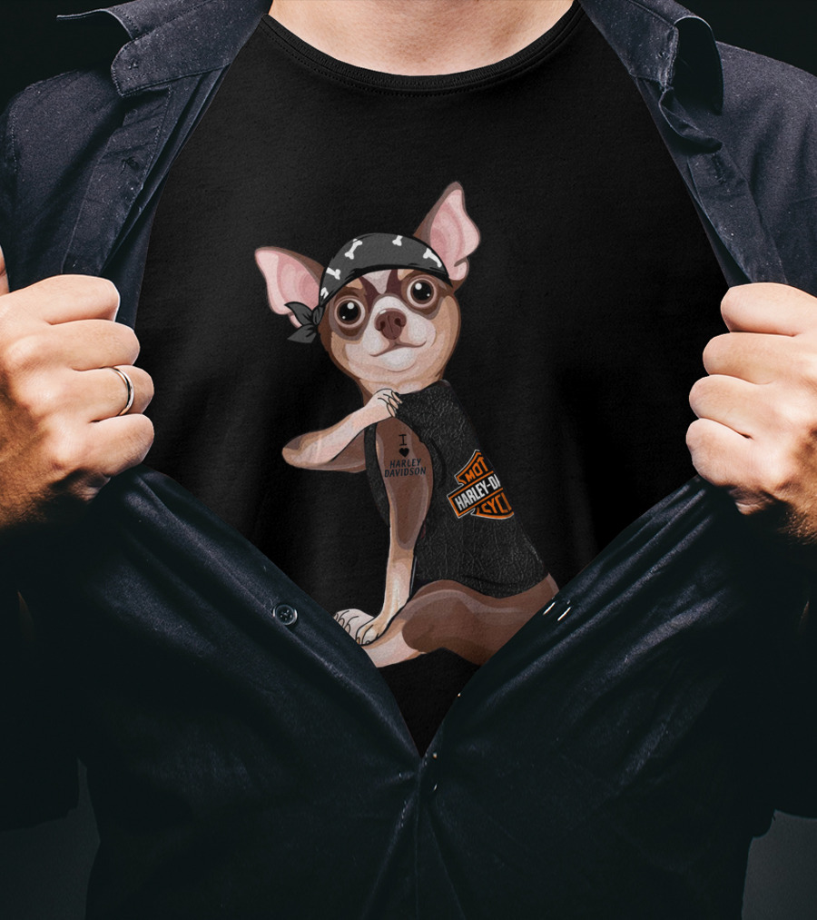 Harley Davidson Chihuahua Tattoo I Heart Harley Davidson T-Shirt