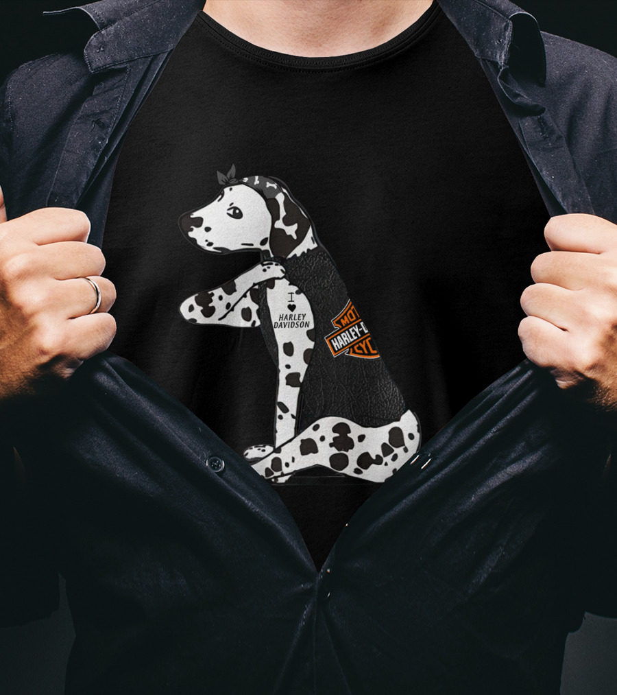Harley Davidson Dalmatian I Heart Harley Davidson T-Shirt