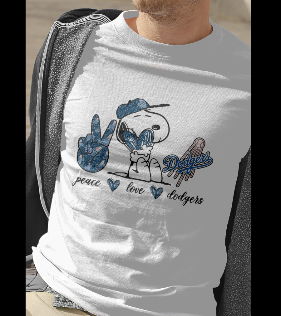 Peace Love Dodgers Snoopy Dodgers T-Shirt