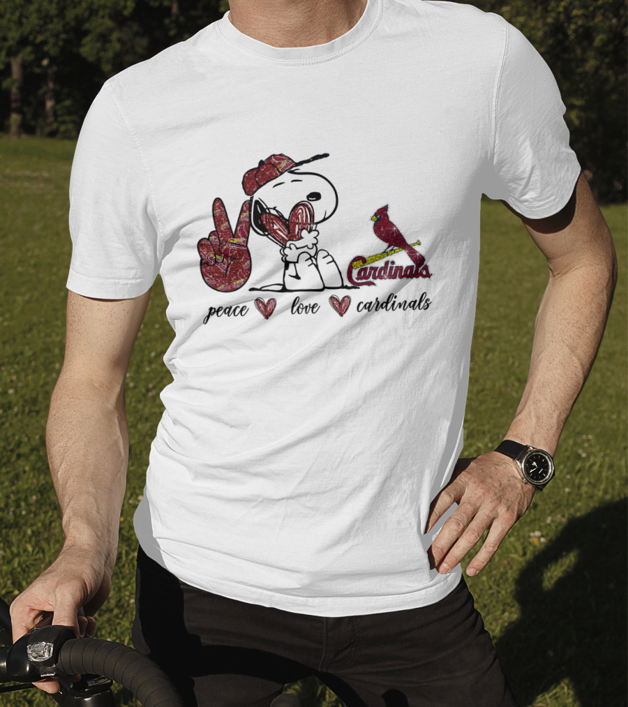 Peace Love Cardinals Snoopy Baseball Fan T-Shirt