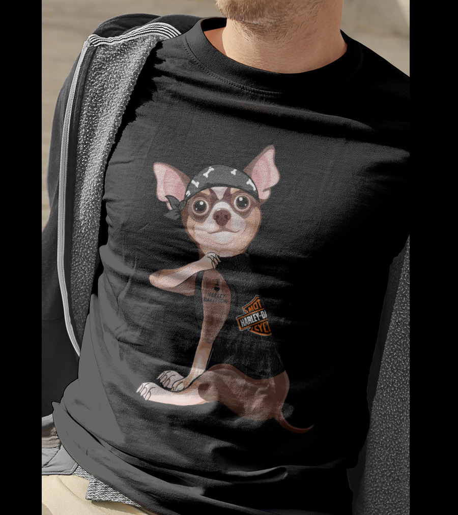 I Love Harley Davidson Chihuahua Hd T-Shirt