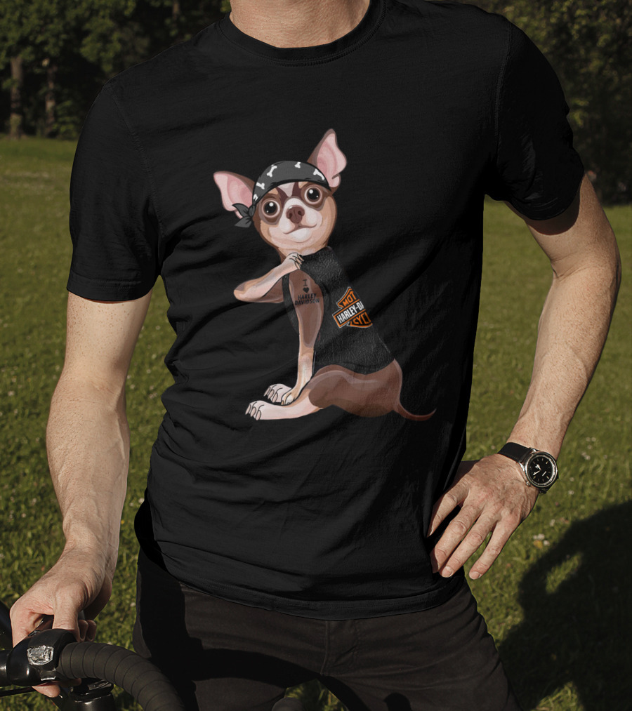I Love Harley Davidson Chihuahua Hd T-Shirt