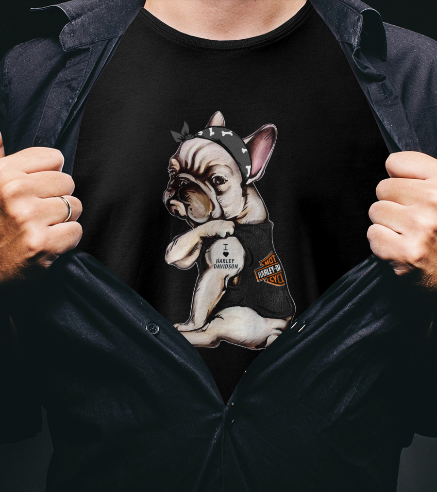 I Harley Davidson Hot Motor Cycles French Bulldog Hd T-Shirt