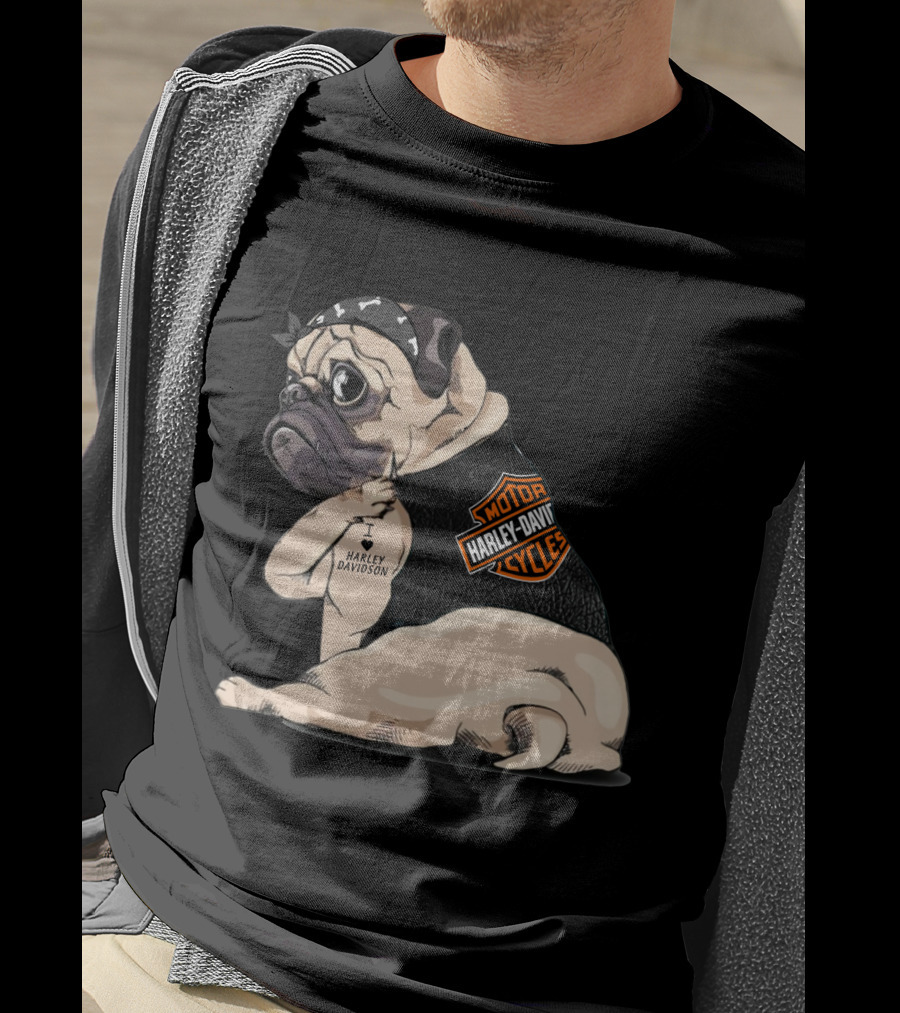 Pug Harley Davidson Motorcycles I Love Harley Davidson T-Shirt
