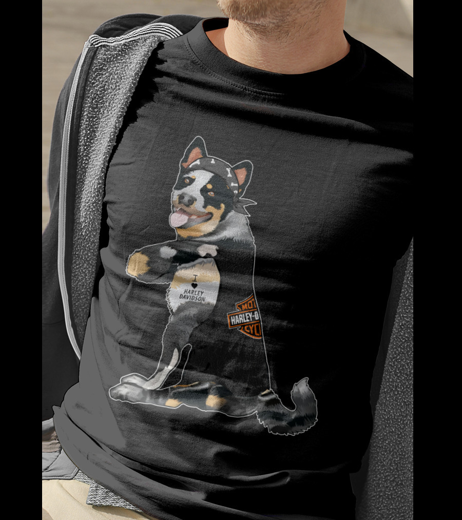 Australian Cattle Dog I Love Harley Davidson Hd T-Shirt