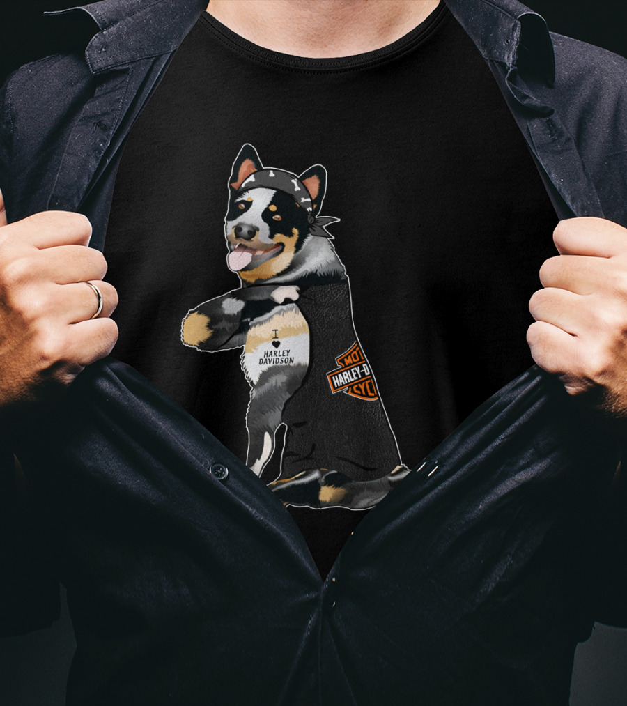 Australian Cattle Dog I Love Harley Davidson Hd T-Shirt