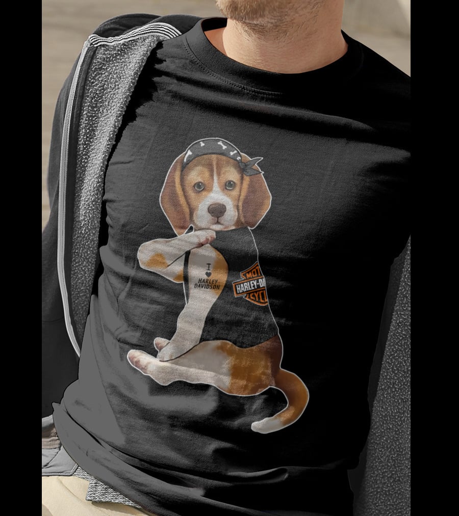 Harley Davidson Beagle I Love Harley Davidson T-Shirt