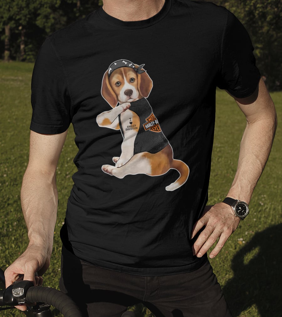 Harley Davidson Beagle I Love Harley Davidson T-Shirt